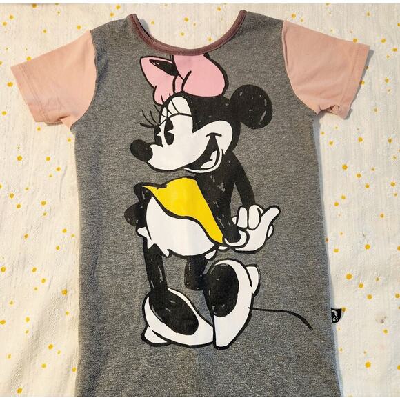 Rags 18-24M: Heather Gray + Pink Minnie Mouse Raglan Romper retails $50 - Picture 2 of 3